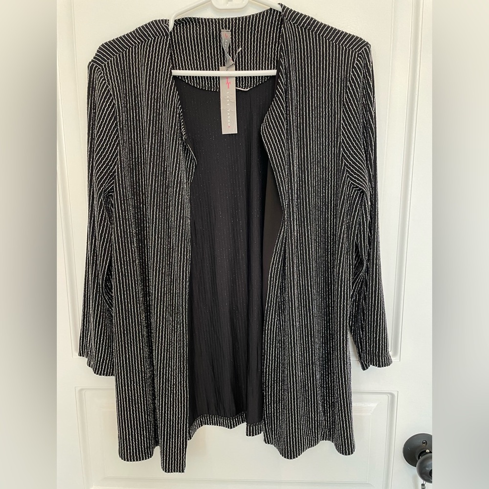 Black Pant set with Silver stripes